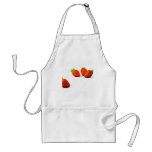 Cuatro fresas en el fondo blanco delantales