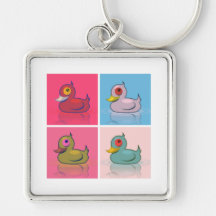 Cuatro patos coloridos llaveros personalizados
