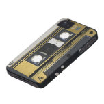 CUBIERTA 1 RETRO de la CAJA del CASETE de la ESCUE iPhone 4 Case-Mate Cobertura