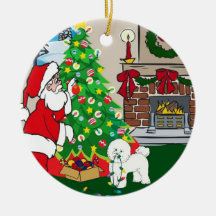 Cubierta de Bichon los pasillos Ornamento De Navidad
