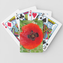 Cubierta de encargo de la flor roja de la amapola  barajas de cartas