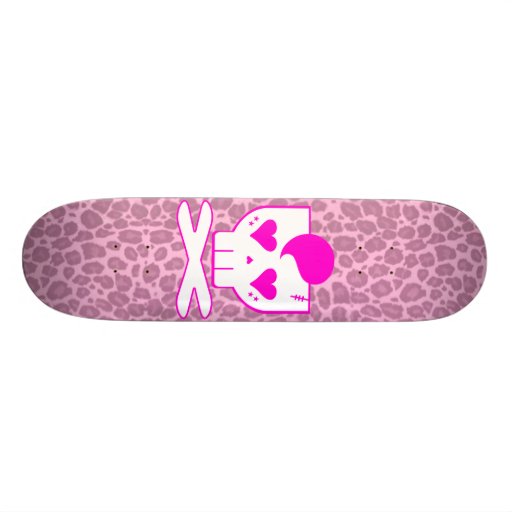 CUBIERTA DEL LEOPARDO DEL ROSA DEL CRÁNEO DE KAWAI PATIN PERSONALIZADO