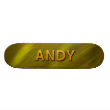 cubierta del monopatín del oro de Andy
