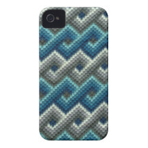 Cubierta geométrica azul del iPhone 4 del encaje d Case-Mate iPhone 4 Cárcasa