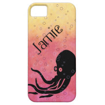 cubiertas ROSADAS negras del iphone del pulpo/del  iPhone 5 Case-Mate Carcasa