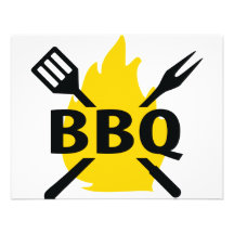 Cubiertos del Bbq con el icono de las llamas Invitación Personalizada