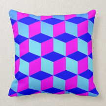 Cubos azules y púrpuras almohadas