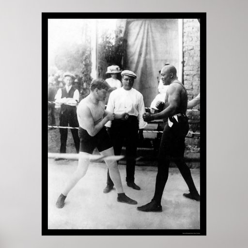 Cuchillero contra el combate de boxeo de Johnson 1 Posters