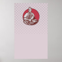 Cuchillo de la cuchilla de carne del trabajador de poster