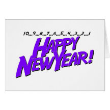 Cuenta descendiente a la púrpura del Año Nuevo Felicitación