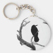 Cuervo Edgar Allan Poe del invierno de B&W Llaveros Personalizados