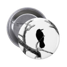 Cuervo Edgar Allan Poe del invierno de B&W Pins