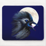 Cuervo maníaco con la luna Mousepad Alfombrilla De Ratones
