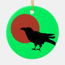 Cuervo rojo del cuervo de la luna ornaments para arbol de navidad