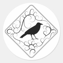 Cuervo y modelo de los remolinos. Blanco y negro. Etiqueta