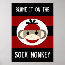 Cúlpelo en el poster negro rojo del mono del calce