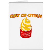 Culto de la fruta cítrica tarjeta
