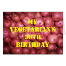 Cumpleaños 3 de 30 vegetarianos tarjetón