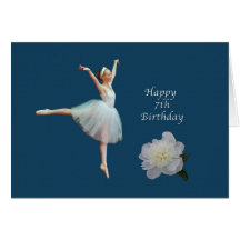 Cumpleaños, 7mo, bailarina y tarjeta blanca del Pe
