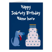 Cumpleaños adaptable lindo de la sobriedad del per felicitaciones