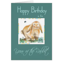 Cumpleaños-Año feliz de conejo/de liebres Tarjetas