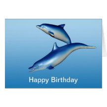 Cumpleaños azul de los delfínes felicitación