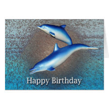 Cumpleaños azul de los delfínes tarjeton