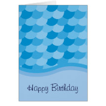 Cumpleaños azul del modelo de la onda y de los pes tarjetón