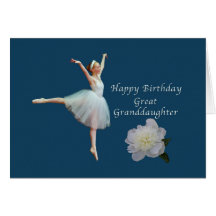Cumpleaños, bisnieta, bailarina en azul felicitación