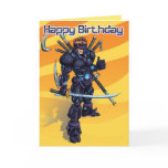 Cumpleaños cibernético del samurai tarjetas