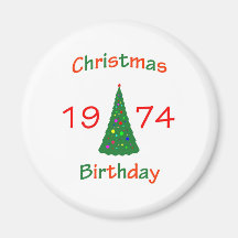 Cumpleaños de 1974 navidad imán