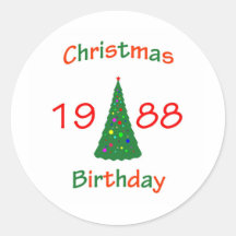 Cumpleaños de 1988 navidad etiqueta