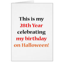 Cumpleaños de 28 Halloween Tarjeton