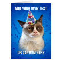 Cumpleaños de Customizeable del gato gruñón feliz Tarjetón