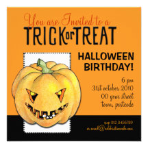 Cumpleaños de Halloween de la calabaza del truco o