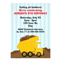Cumpleaños de la construcción de los niños invitacion personal 