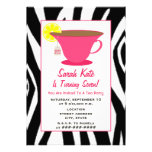 Cumpleaños de la fiesta del té - cebra y rosa invitación