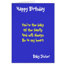 Cumpleaños de la hermana del bebé felicitación