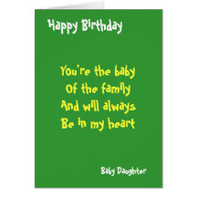 Cumpleaños de la hija del bebé tarjeta