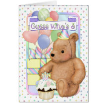Cumpleaños de la magdalena del peluche - tercer cu tarjeta