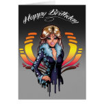 Cumpleaños de la muchacha de la historieta tarjetas