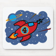 Cumpleaños de la nave de Rocket 4to Alfombrillas De Ratones