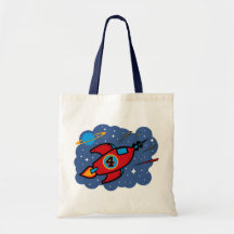 Cumpleaños de la nave de Rocket 4to Bolsas De Mano