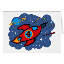 Cumpleaños de la nave de Rocket 4to Tarjeta