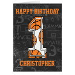 Cumpleaños de la pizarra del baloncesto 1r tarjetas