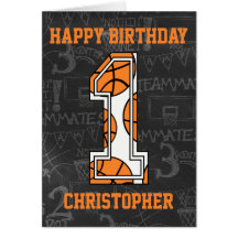 Cumpleaños de la pizarra del baloncesto 1r tarjetas
