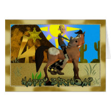 Cumpleaños de la tarjeta del vaquero del feliz cum