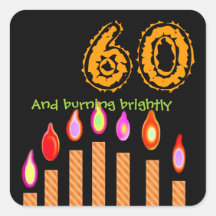 Cumpleaños de las velas del oro 60.o - quemando br etiqueta