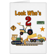 Cumpleaños de los vehículos de la construcción 2do tarjetas