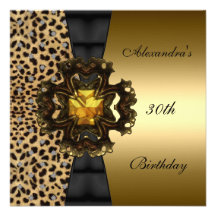 Cumpleaños del animal del oro del leopardo de Zizz Comunicados Personalizados